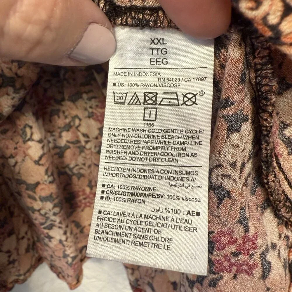Old Navy Waist-Defined Floral Midi Dress‎ XXL Peasant Cottage Babydoll Milkmaid